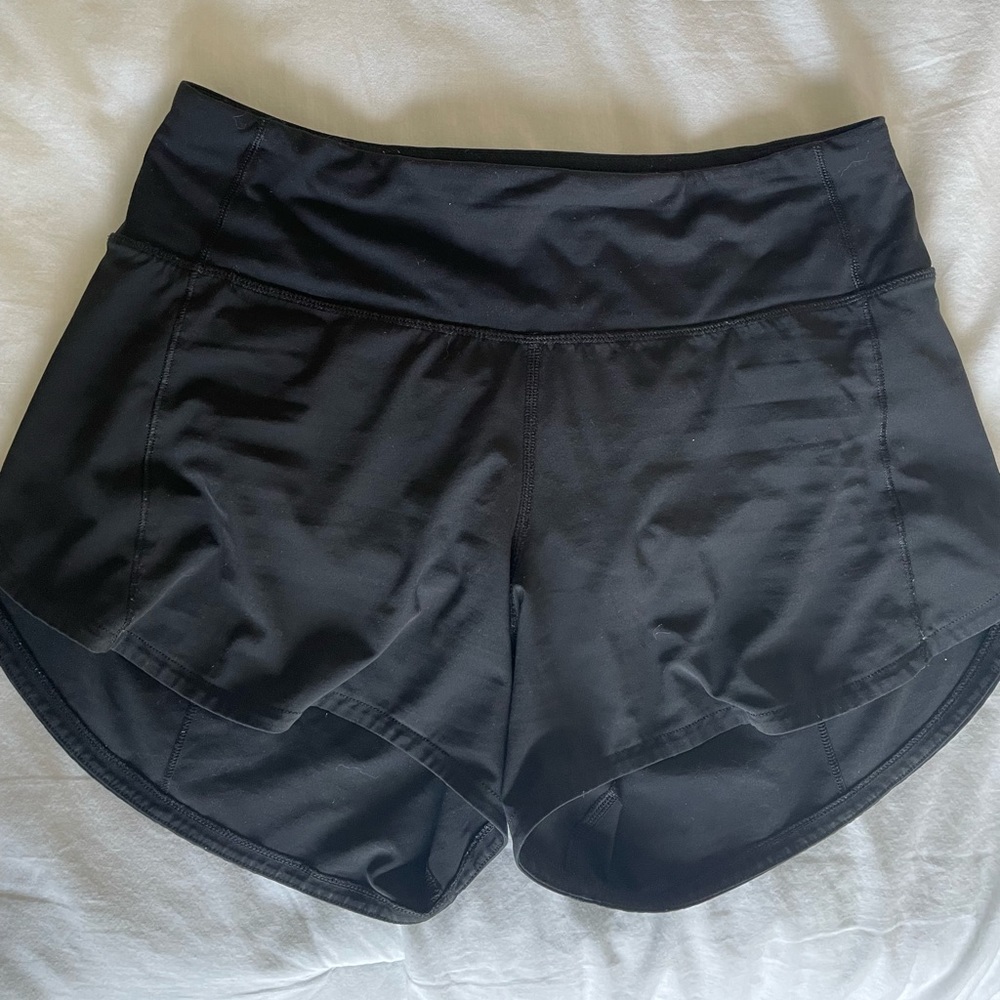 Lululemon black speed up 4” shorts